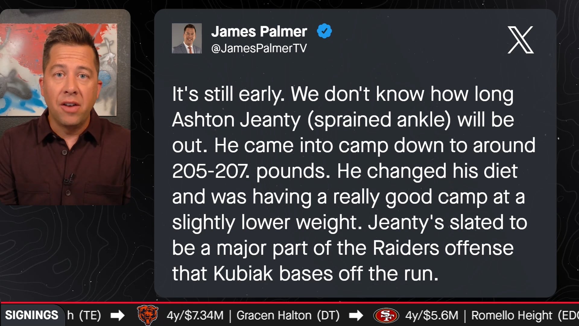 Jeanty Suffers Ankle Injury
